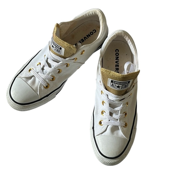 Converse Women's White Gold detail Glitter tongues & laces COMFORTABLE ONES - Picture 1 of 8
